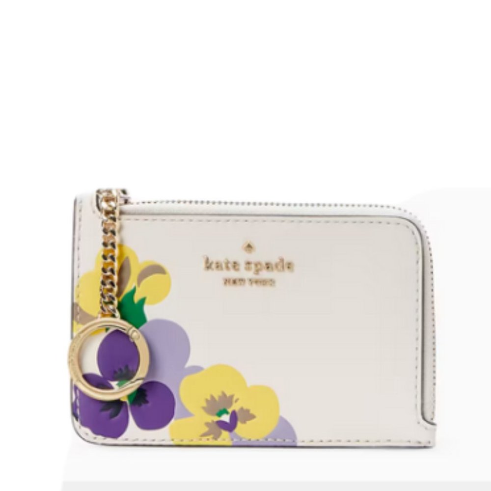 Kate Spade Wild Petal Medium L-Zip Card Holder - Picture 3 of 5